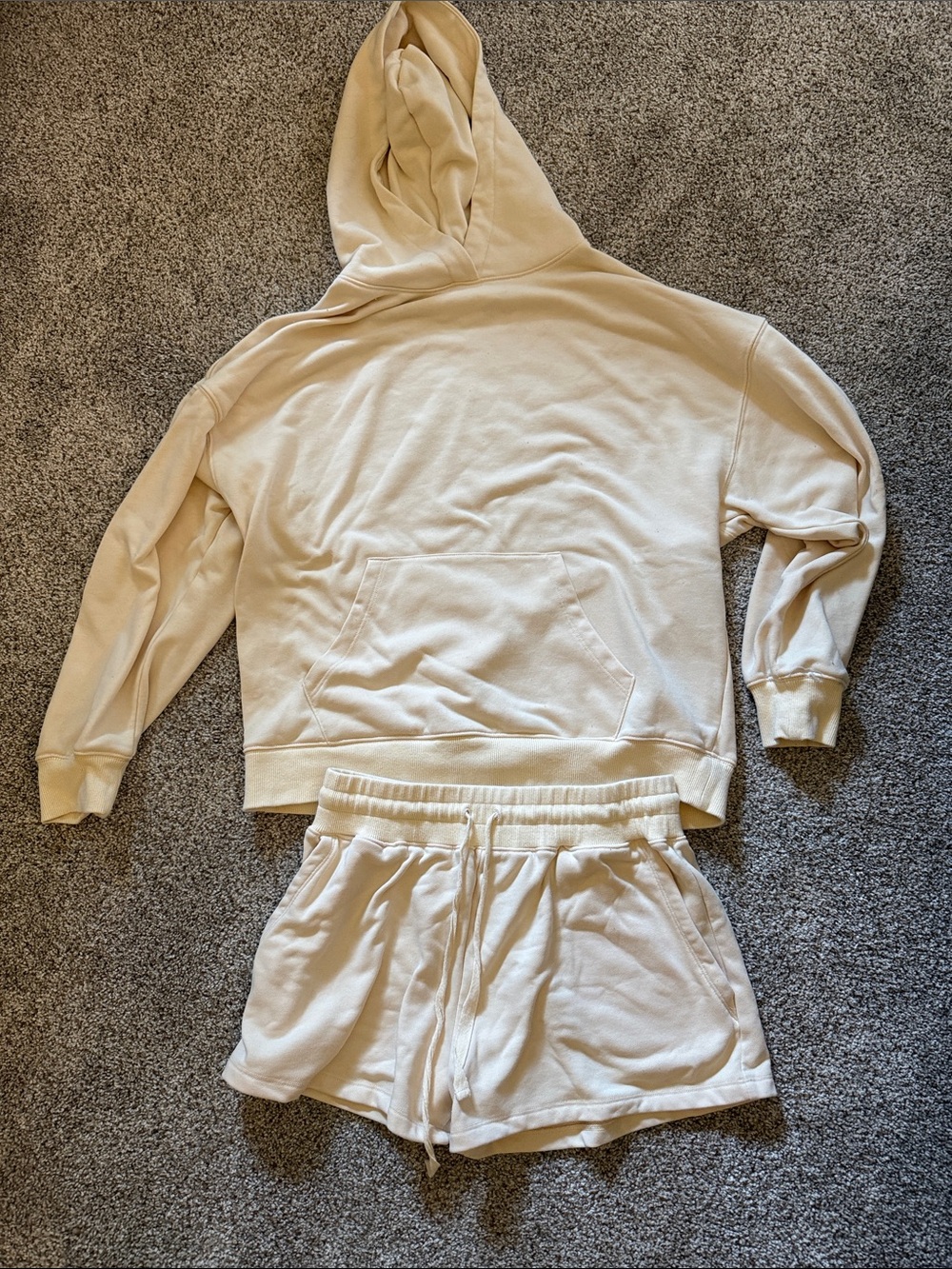 Birdy Grey Cream Hoodie And Shorts Loungewear Set